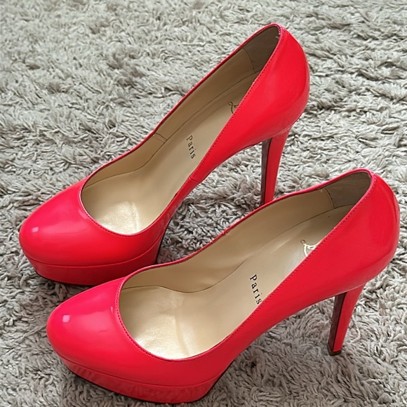 Christian Louboutin bright coral platform heels - Picture 12 of 12